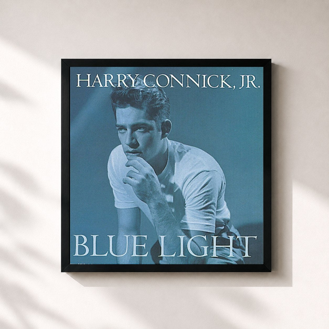 #noir Tableau carré de l'album Blue Light, Red Light de Harry Connick Jr., cadre noir 32x32 cm