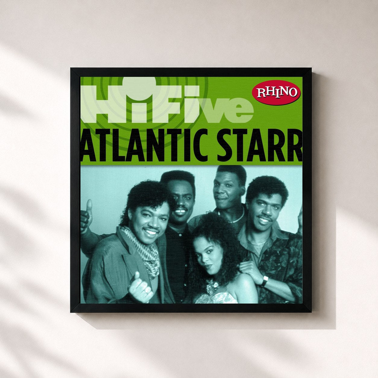 #noir Tableau carré de l'album Rhino Hi-Five: Atlantic Starr de Atlantic Starr, cadre noir 32x32 cm