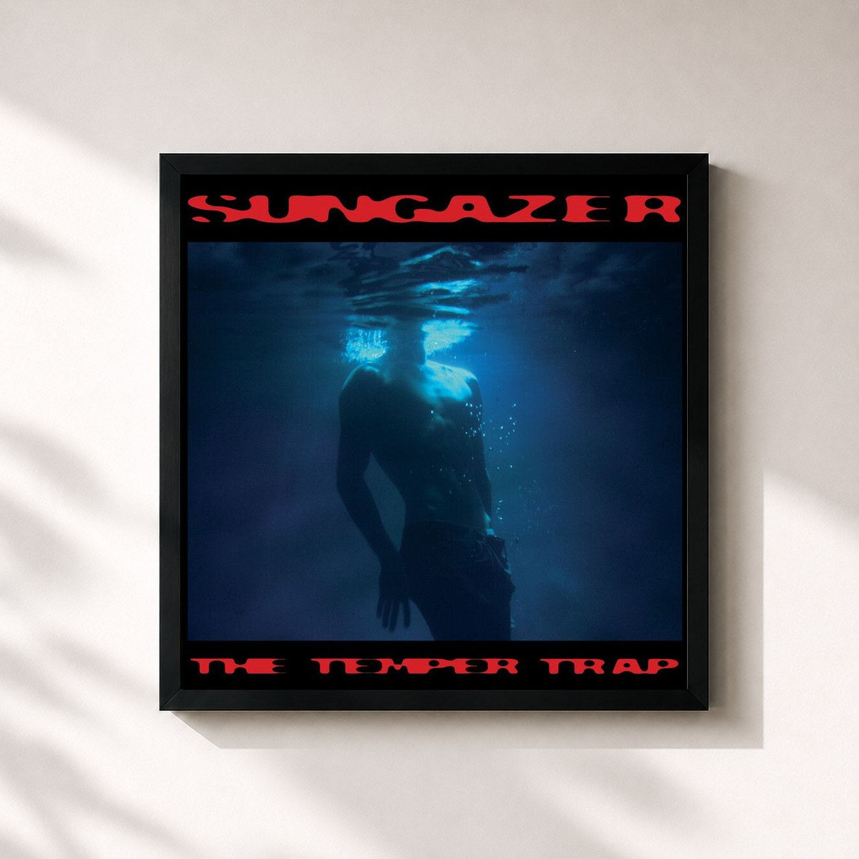 #noir Tableau carré de l'album Sungazer de The Temper Trap, cadre noir 32x32 cm