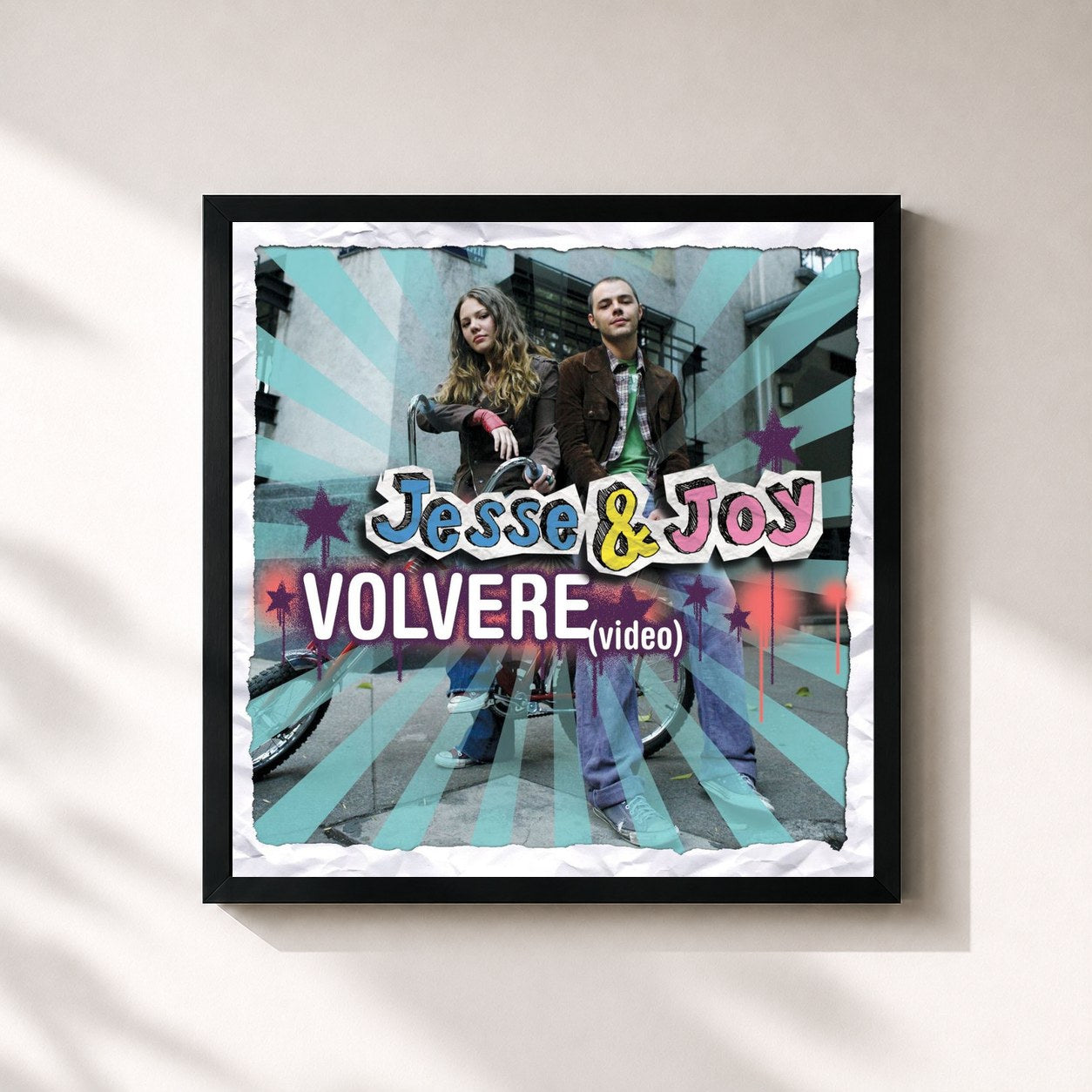 #noir Tableau carré de l'album Esta Es Mi Vida - Edición Espacial de Jesse & Joy, cadre noir 32x32 cm