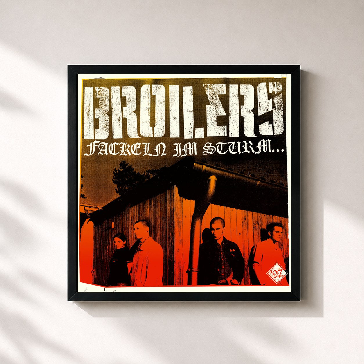 #noir Tableau carré de l'album Fackeln im Sturm... de Broilers, cadre noir 32x32 cm