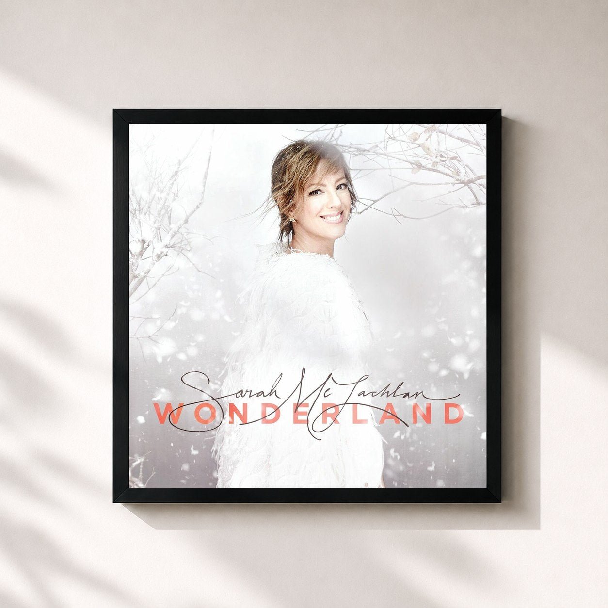 #noir Tableau carré de l'album Wonderland de Sarah McLachlan, cadre noir 32x32 cm