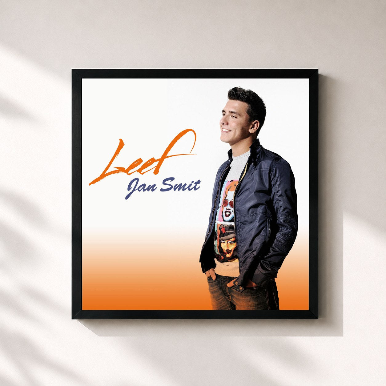 #noir Tableau carré de l'album Leef (Deluxe Edition) de Jan Smit, cadre noir 32x32 cm