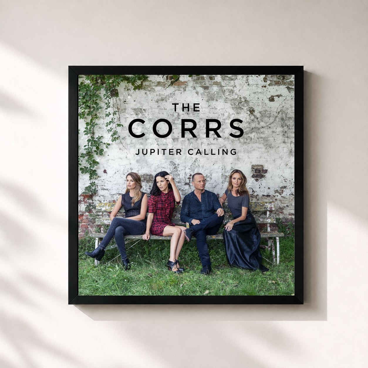 #noir Tableau carré de l'album Jupiter Calling de The Corrs, cadre noir 32x32 cm