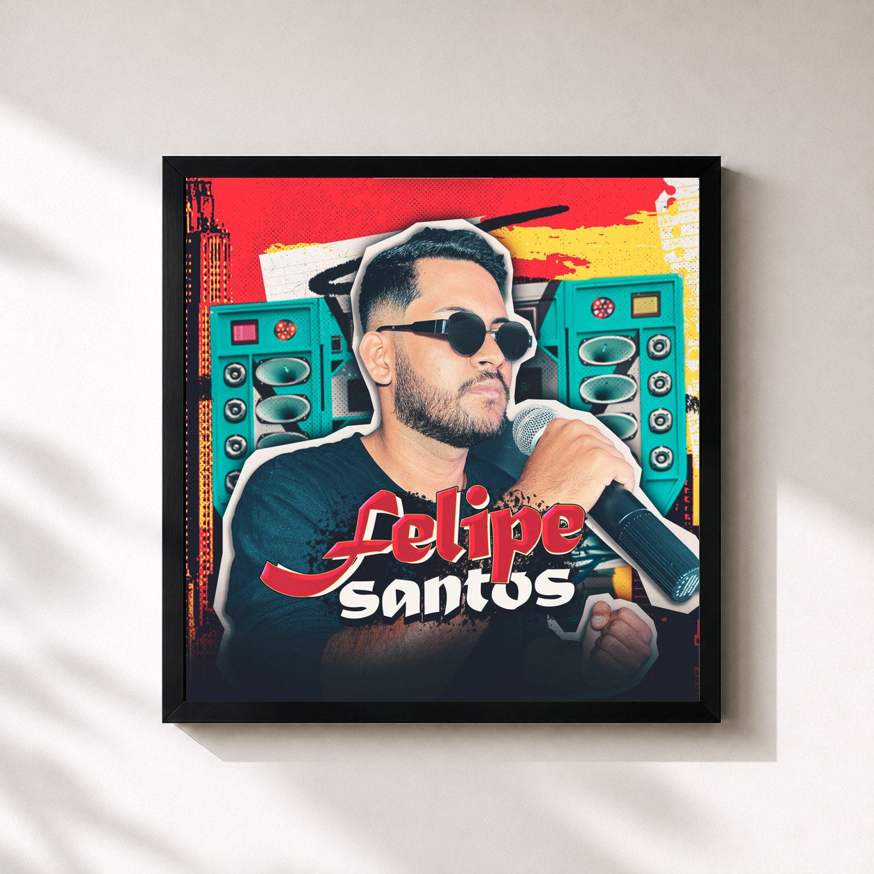 #noir Tableau carré de l'album Felipe Santos 3.0 de Felipe Santos, cadre noir 32x32 cm