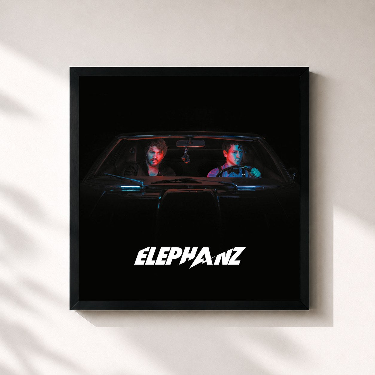 #noir Tableau carré de l'album Elephanz de Elephanz, cadre noir 32x32 cm