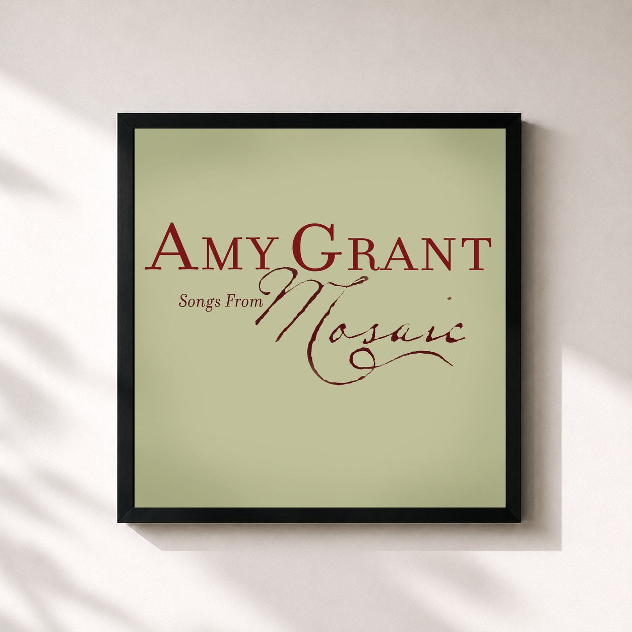 #noir Tableau carré de l'album Songs From Mosaic de Amy Grant, cadre noir 32x32 cm