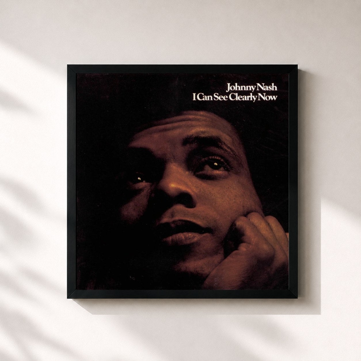 #noir Tableau carré de l'album I Can See Clearly Now de Johnny Nash, cadre noir 32x32 cm