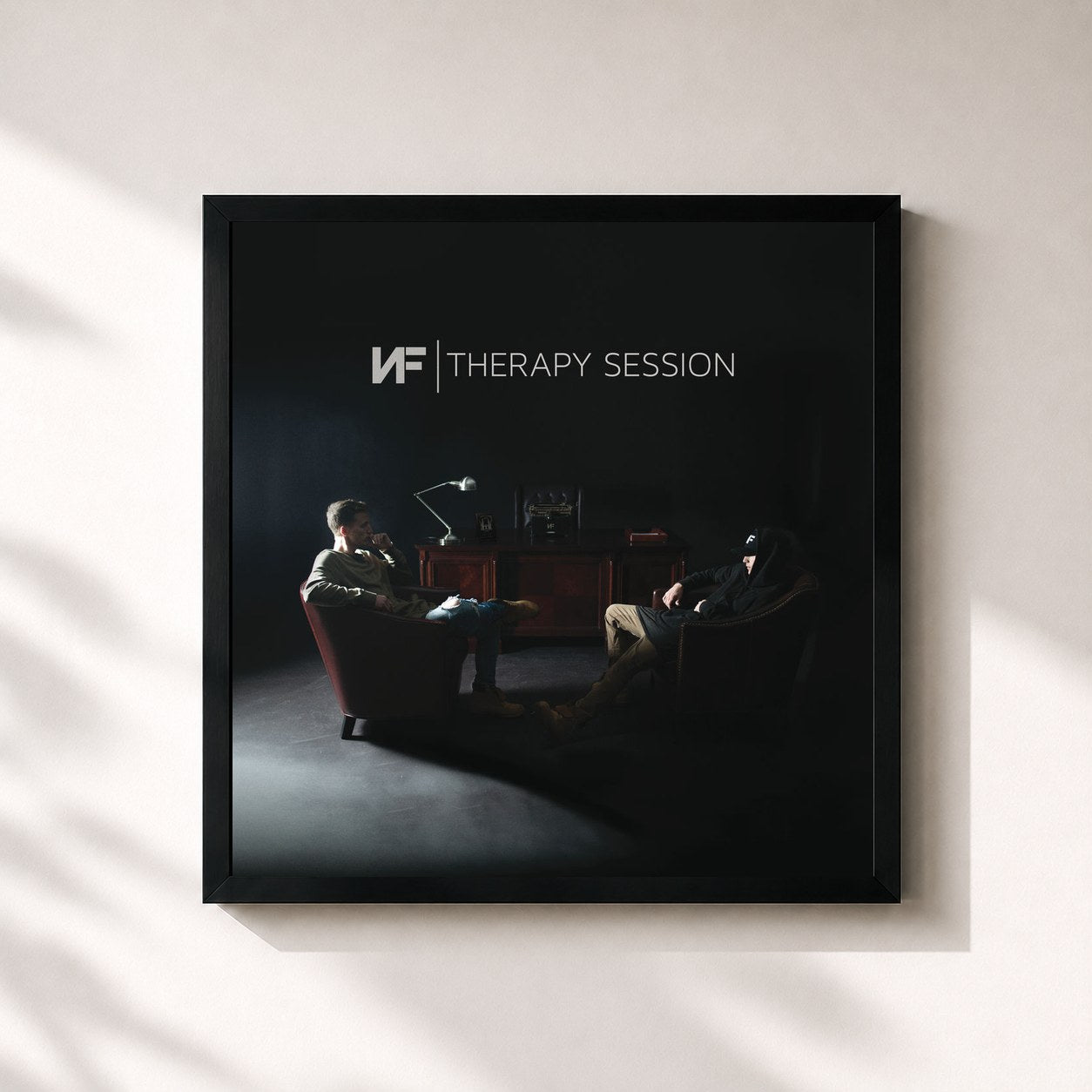 #noir Tableau carré de l'album Therapy Session de NF, cadre noir 32x32 cm