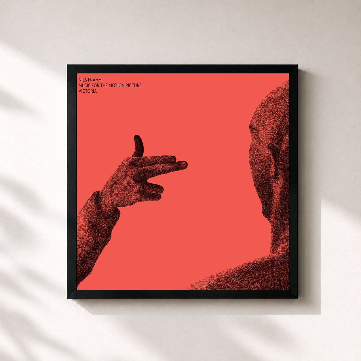 #noir Tableau carré de l'album Music for the Motion Picture Victoria de Nils Frahm, cadre noir 32x32 cm