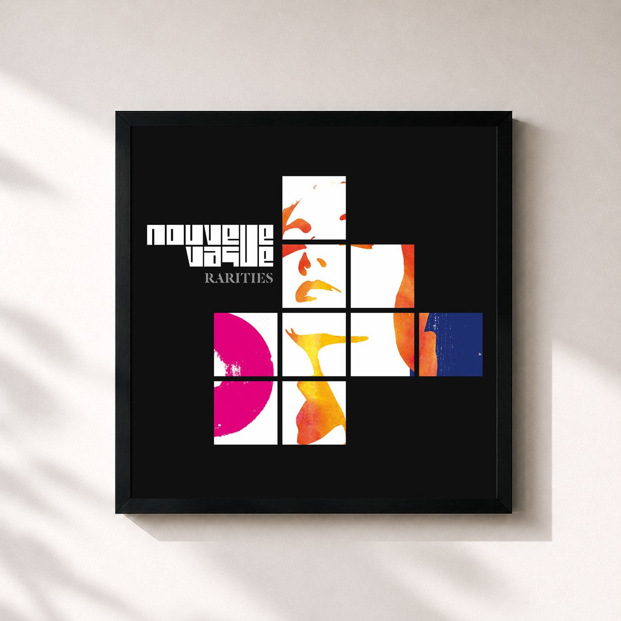 #noir Tableau carré de l'album Rarities de Nouvelle Vague, cadre noir 32x32 cm