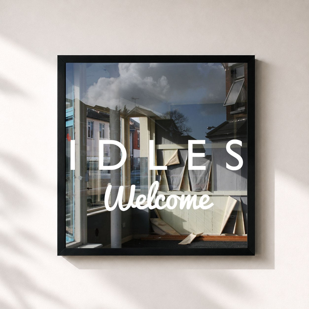 #noir Tableau carré de l'album Welcome de IDLES, cadre noir 32x32 cm
