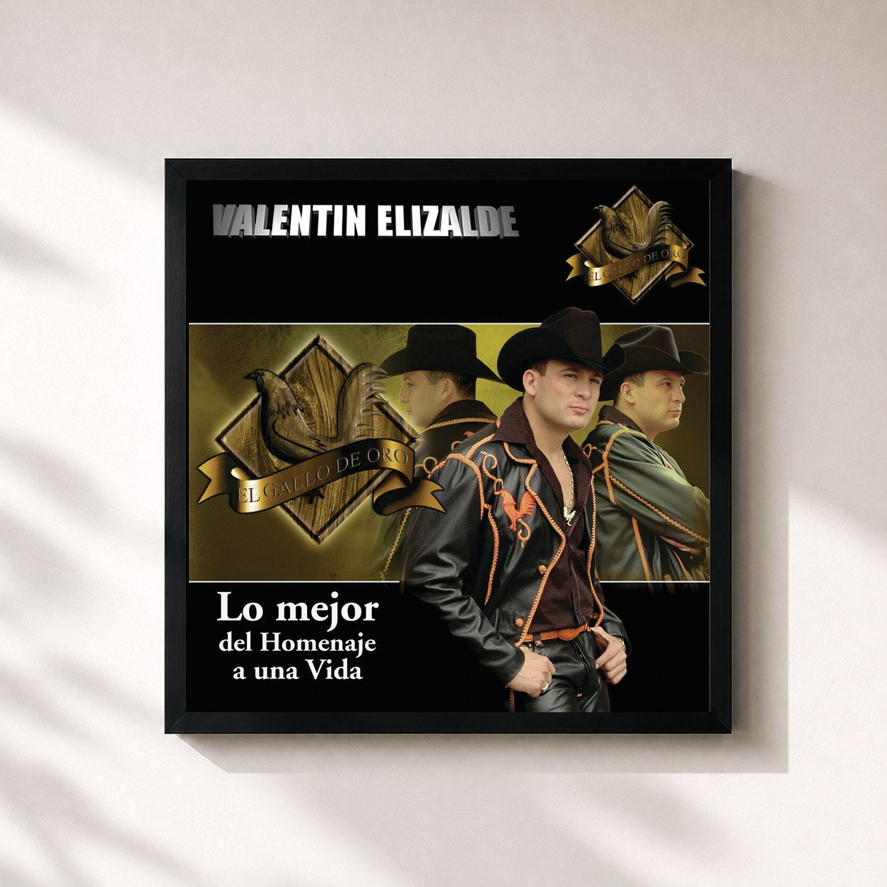 #noir Tableau carré de l'album Lo Mejor De Homenaje A Una Vida de Valentin Elizalde, cadre noir 32x32 cm
