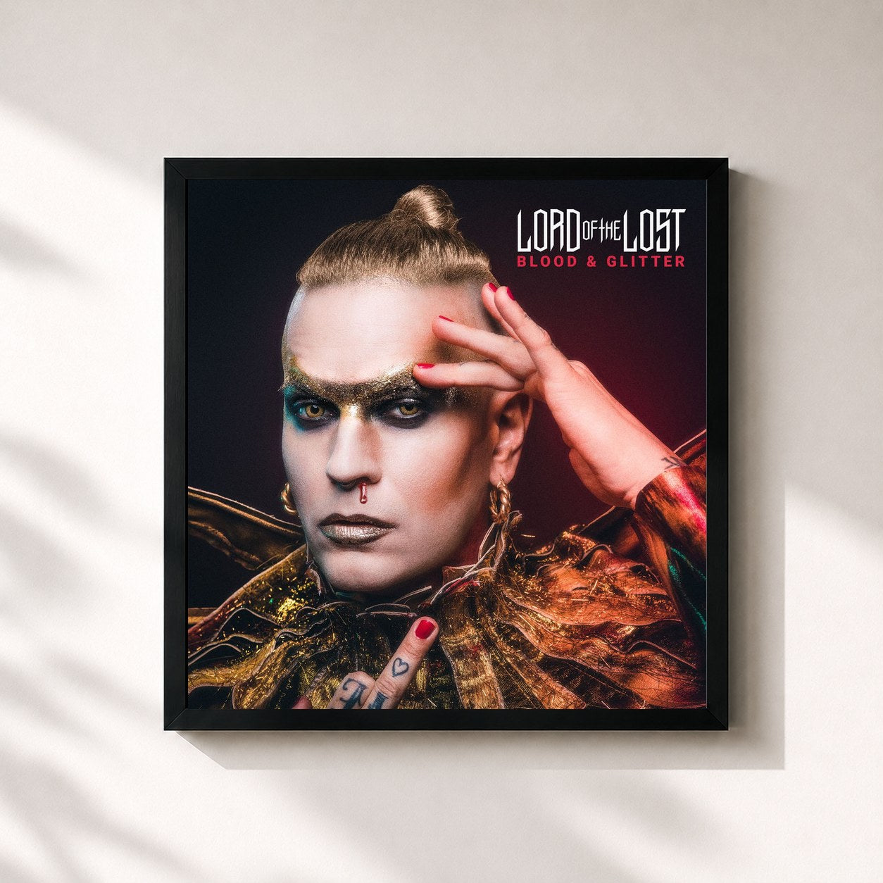 #noir Tableau carré de l'album Blood & Glitter de Lord Of The Lost, cadre noir 32x32 cm