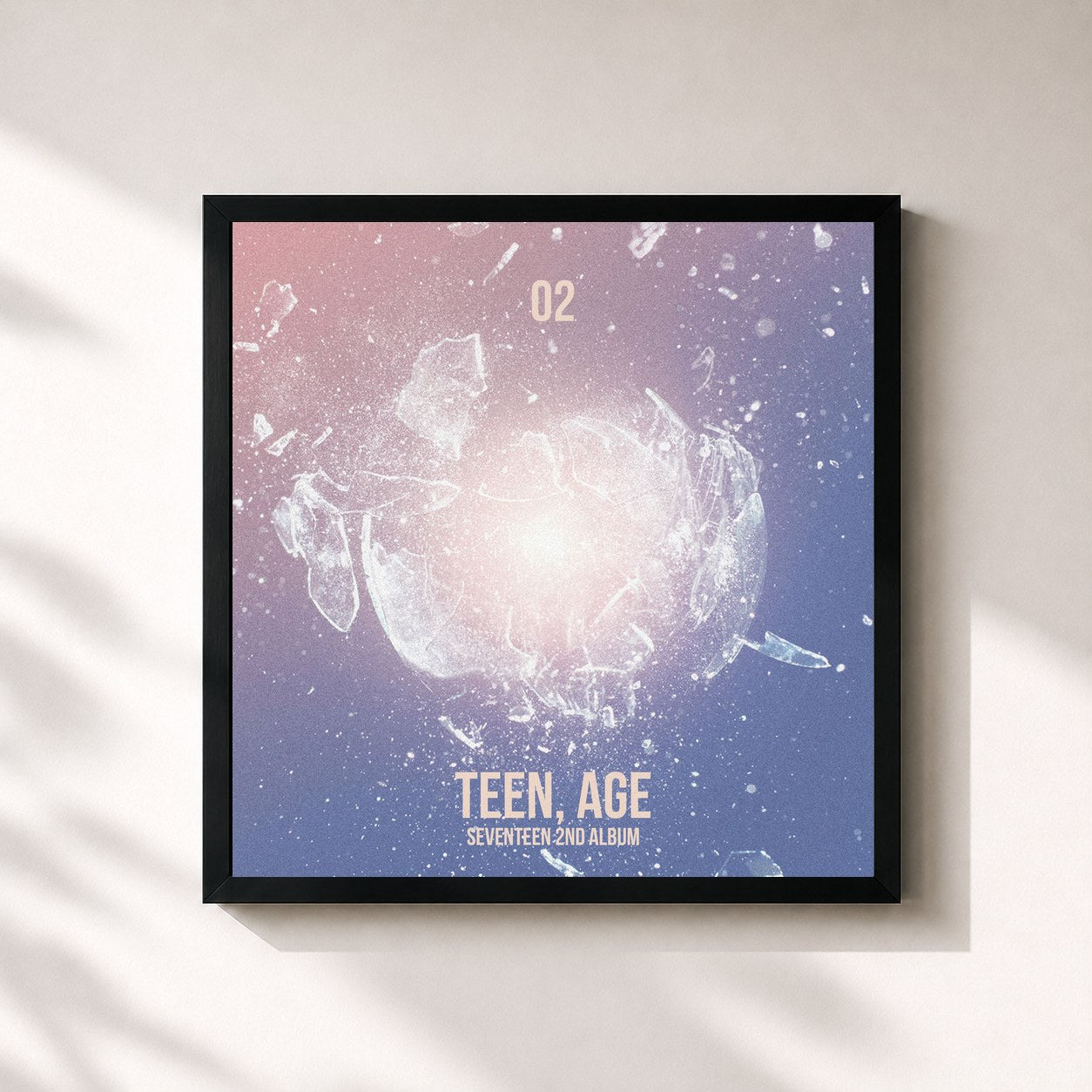#noir Tableau carré de l'album TEEN, AGE (2) de SEVENTEEN, cadre noir 32x32 cm