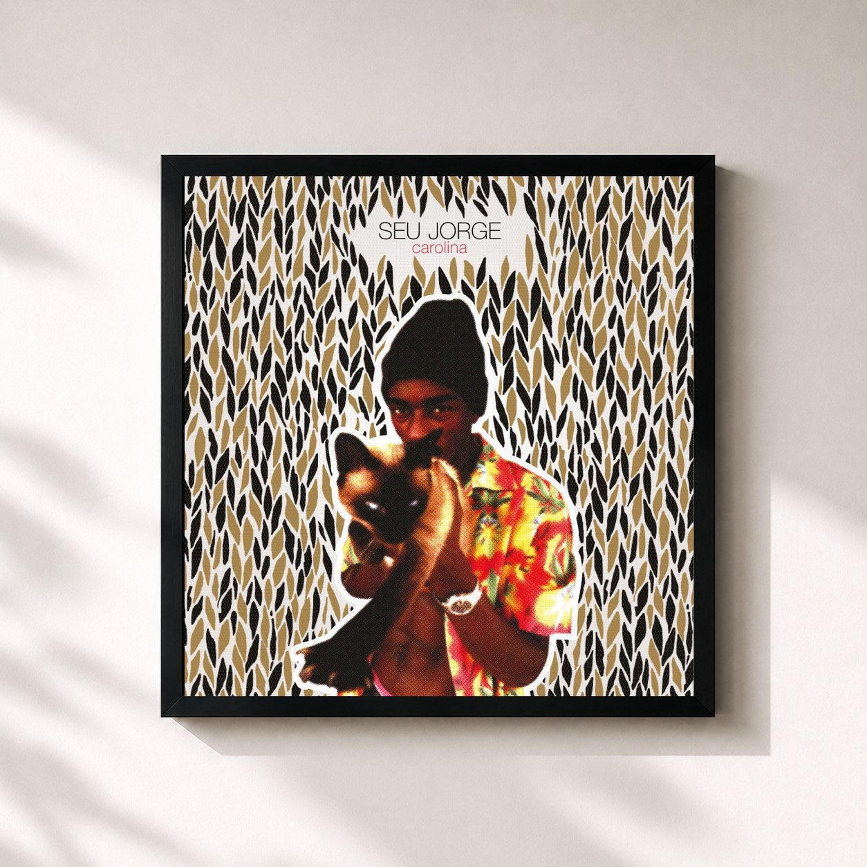 #noir Tableau carré de l'album Carolina de Seu Jorge, cadre noir 32x32 cm
