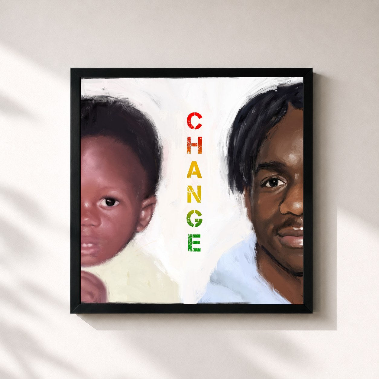 #noir Tableau carré de l'album Change de Tinchy Stryder, cadre noir 32x32 cm
