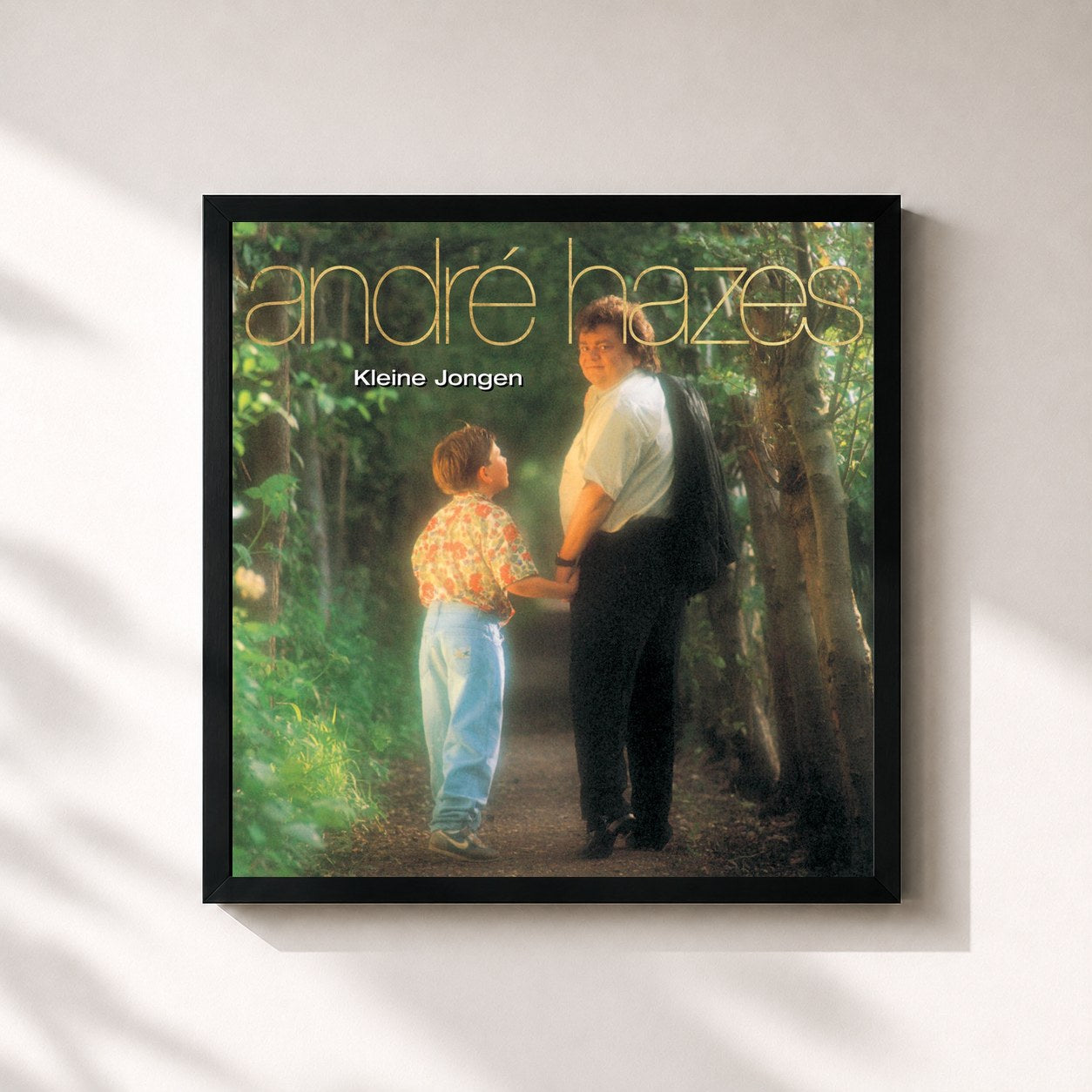 #noir Tableau carré de l'album Kleine Jongen de André Hazes, cadre noir 32x32 cm