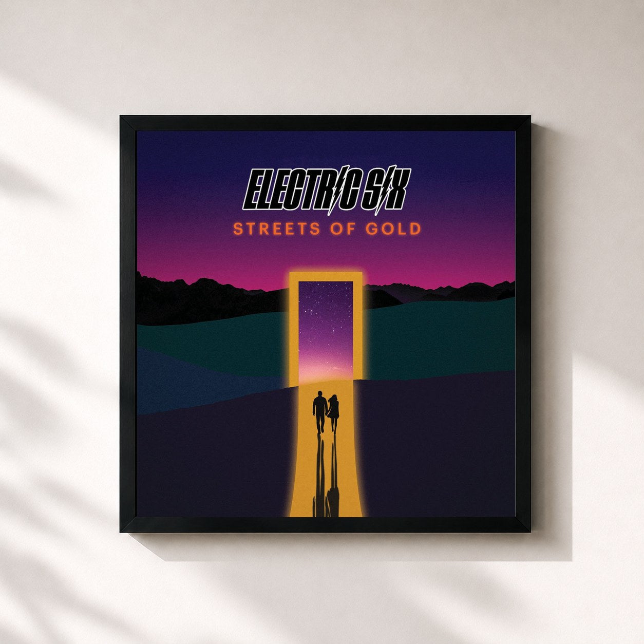 #noir Tableau carré de l'album Streets of Gold de Electric Six, cadre noir 32x32 cm