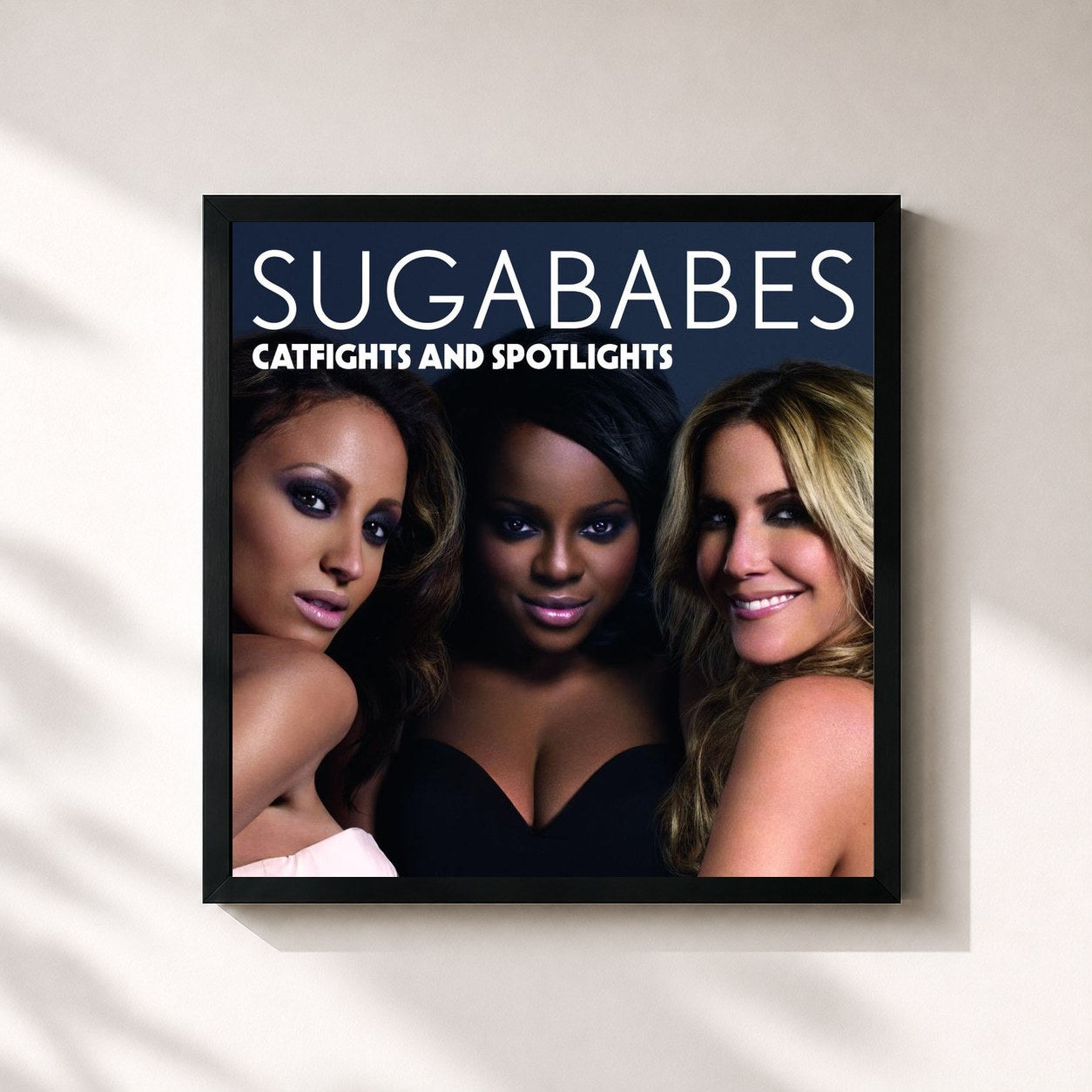 #noir Tableau carré de l'album Catfights and Spotlights de Sugababes, cadre noir 32x32 cm