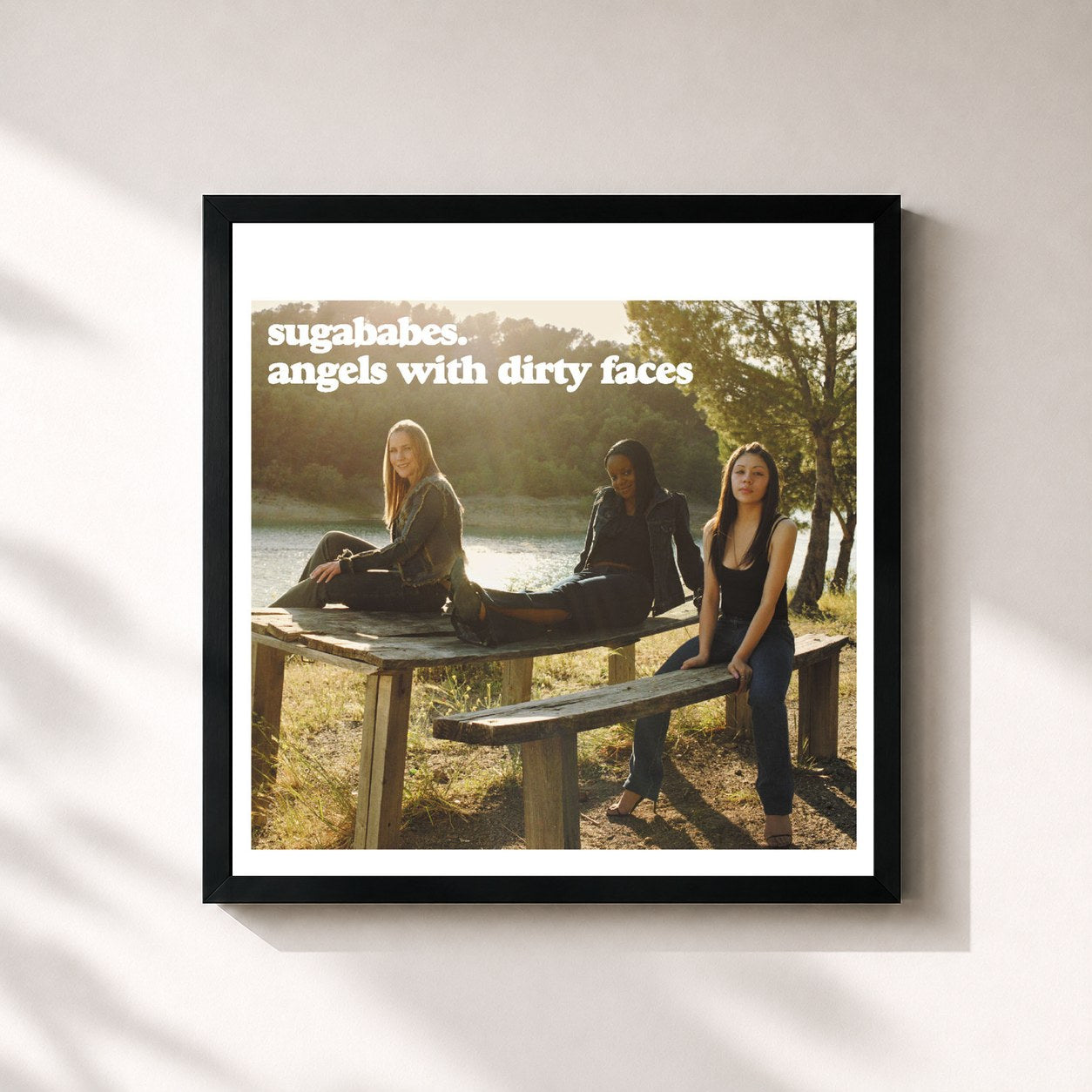 #noir Tableau carré de l'album Angels With Dirty Faces de Sugababes, cadre noir 32x32 cm