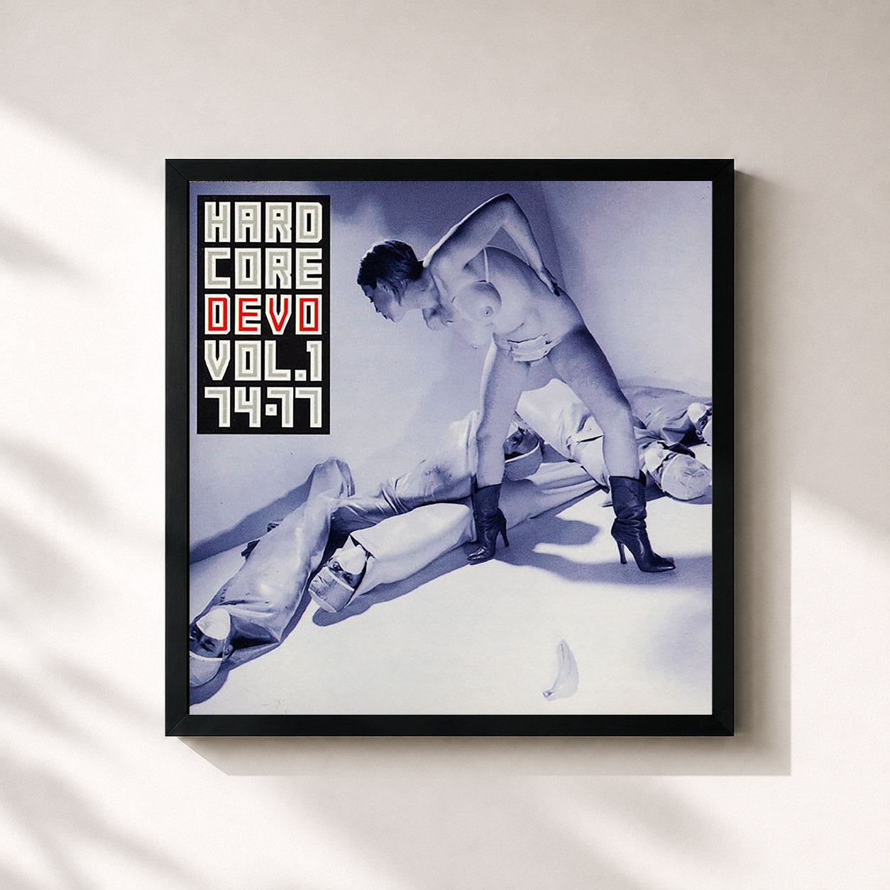 #noir Tableau carré de l'album Hardcore Devo, Vol. 1 (Vol. 1 1974-1977) de DEVO, cadre noir 32x32 cm