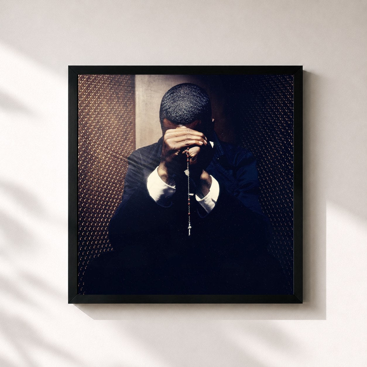 #noir Tableau carré de l'album Ghetto Gospel de Ghetts, cadre noir 32x32 cm