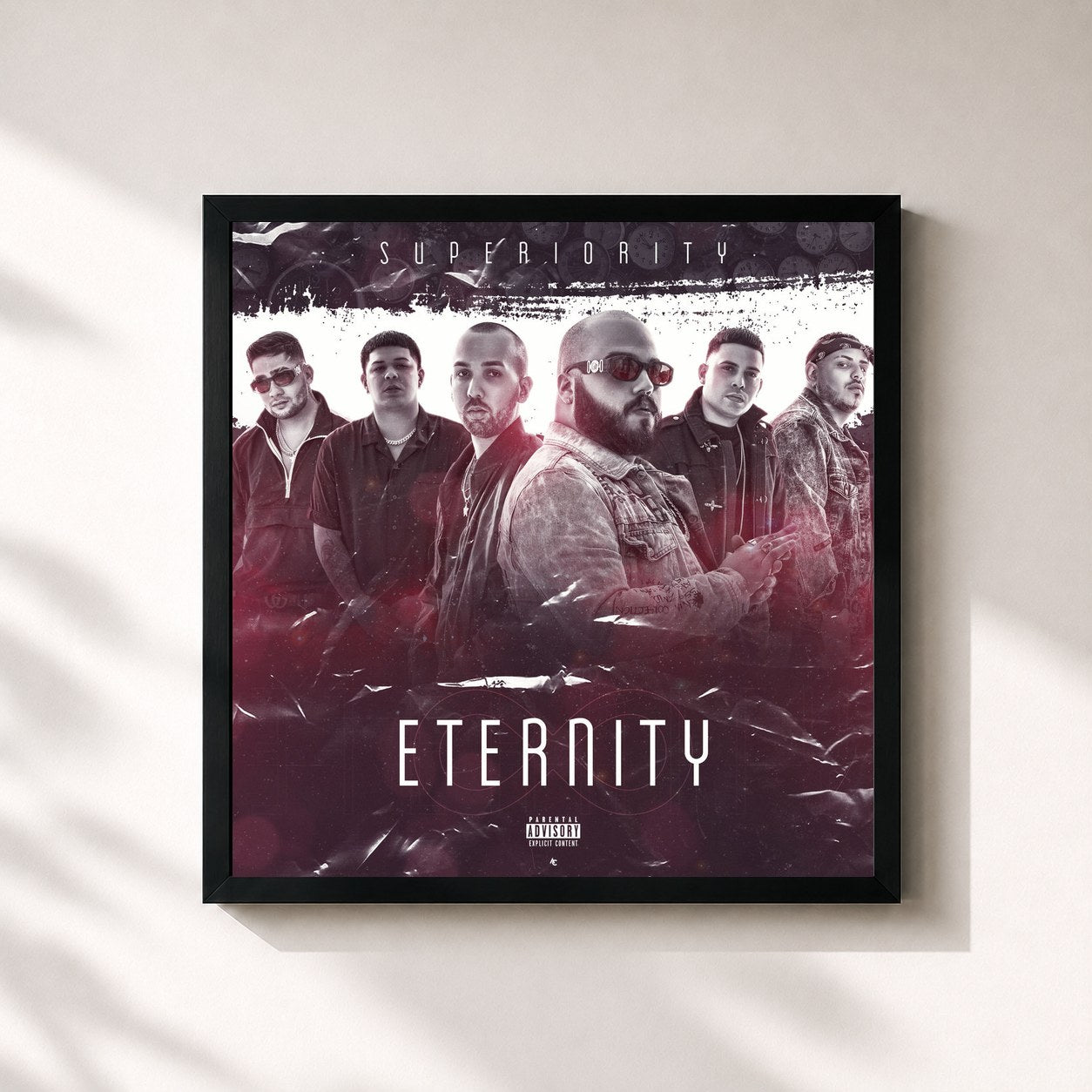 #noir Tableau carré de l'album Eternity de Super Yei, cadre noir 32x32 cm