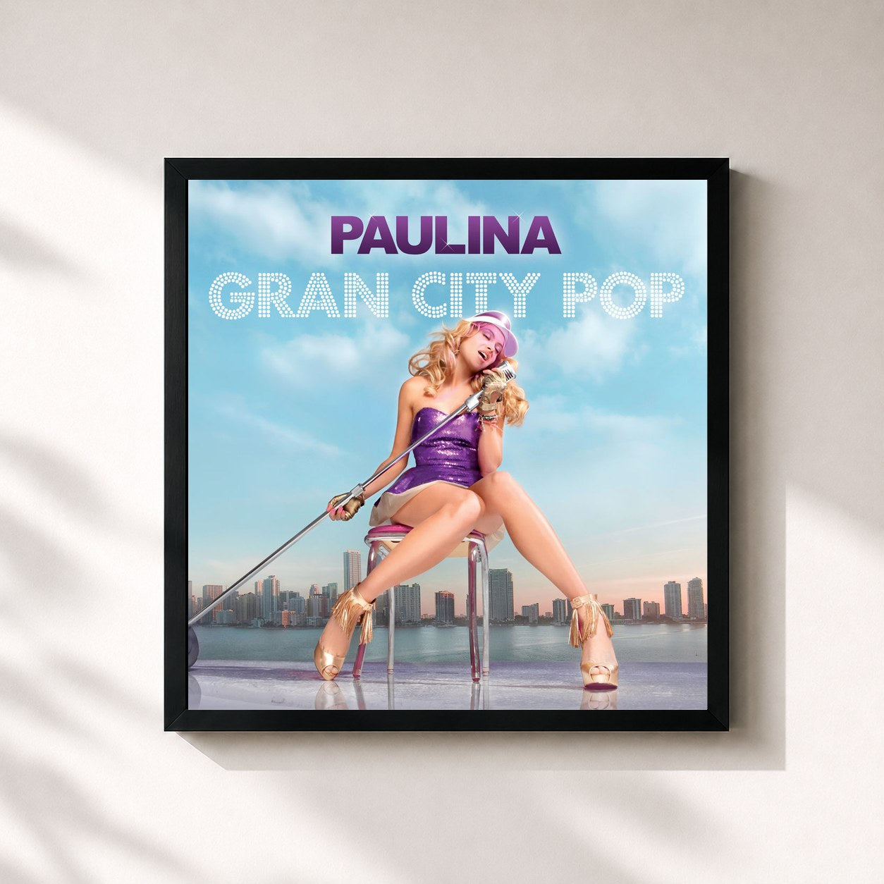 #noir Tableau carré de l'album Gran City Pop (Standard Digital Version) de Paulina Rubio, cadre noir 32x32 cm