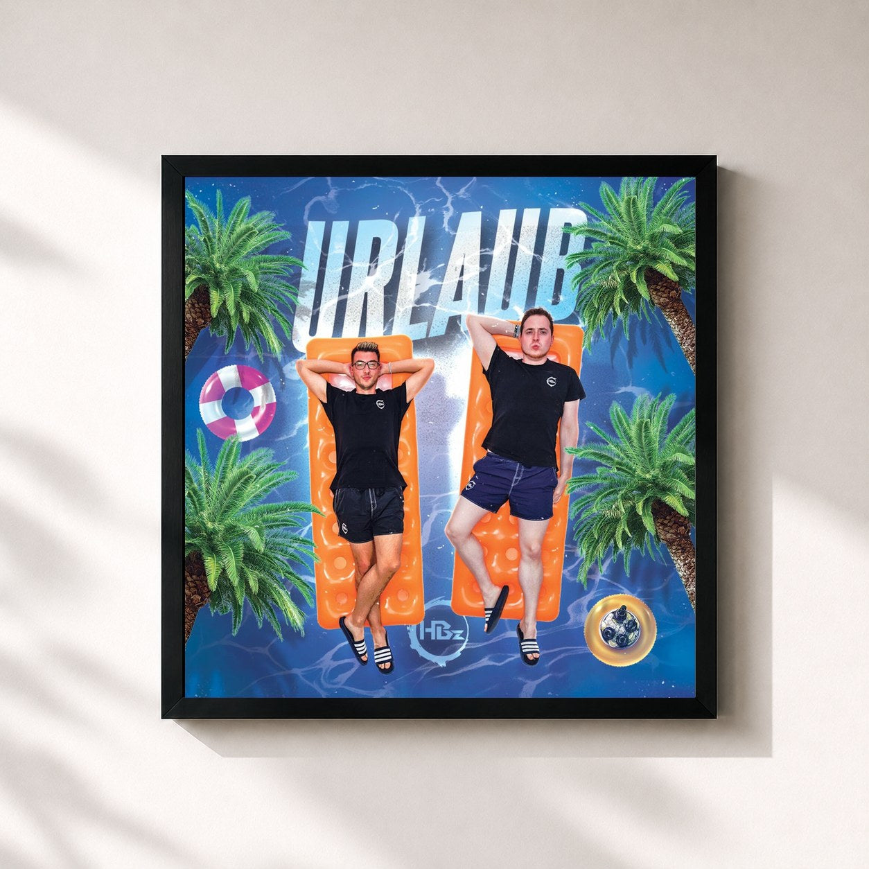 #noir Tableau carré de l'album Urlaub de HBZ, cadre noir 32x32 cm