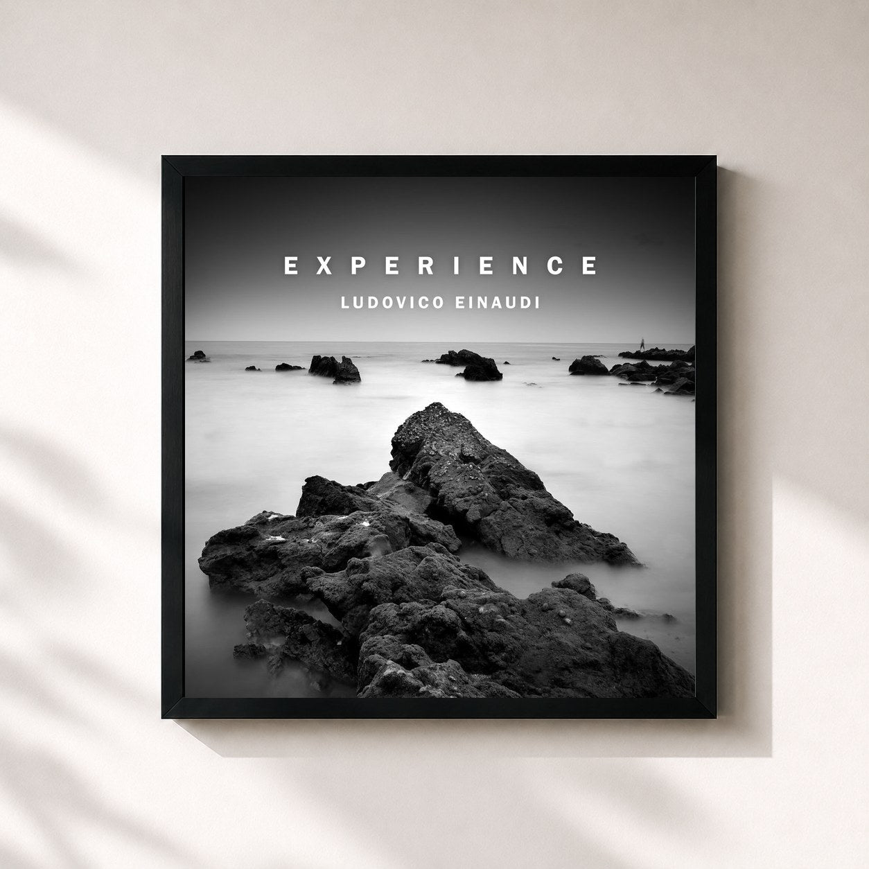 #noir Tableau carré de l'album Experience de Ludovico Einaudi, cadre noir 32x32 cm
