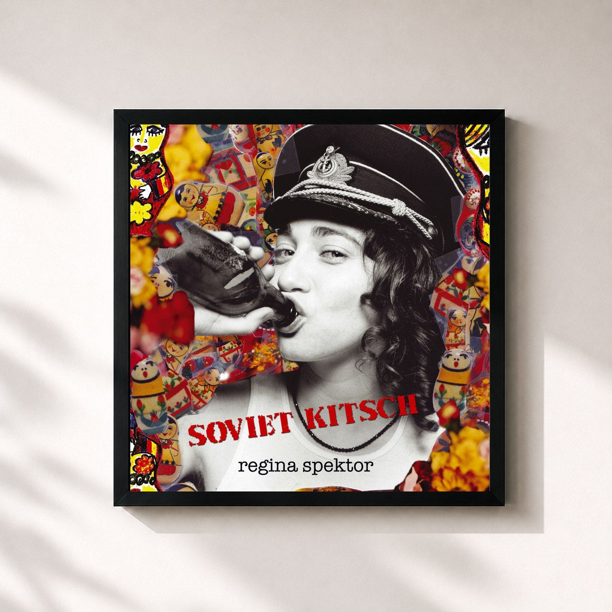 #noir Tableau carré de l'album Soviet Kitsch de Regina Spektor, cadre noir 32x32 cm