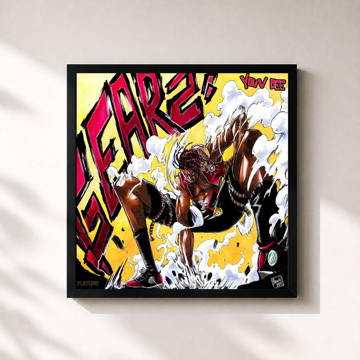 #noir Tableau carré de l'album Gear 2 de Youv Dee, cadre noir 32x32 cm