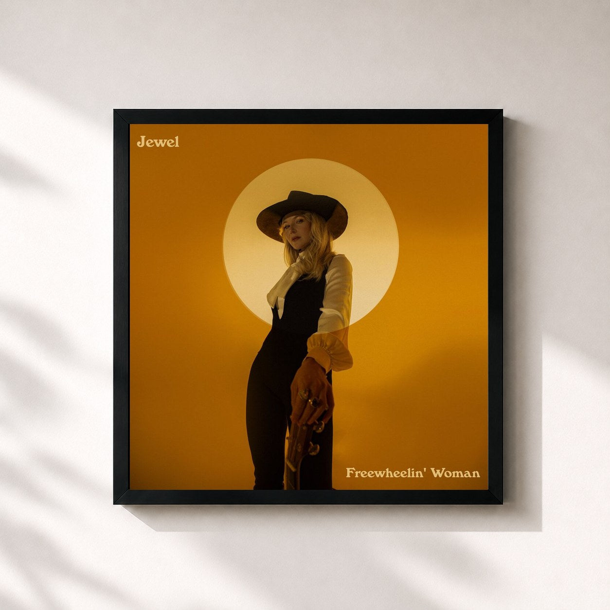 #noir Tableau carré de l'album Freewheelin' Woman de Jewel, cadre noir 32x32 cm