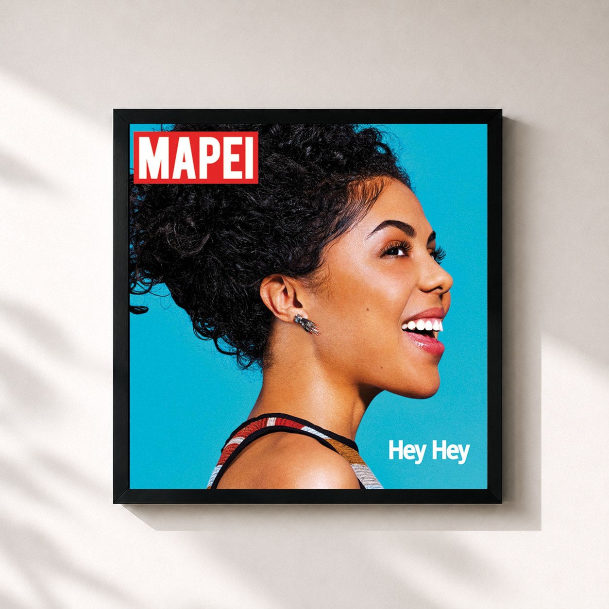 #noir Tableau carré de l'album Hey Hey de Mapei, cadre noir 32x32 cm