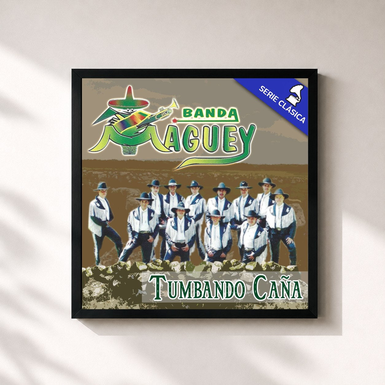 #noir Tableau carré de l'album Tumbando Caña (Serie Clásica) de Banda Maguey, cadre noir 32x32 cm