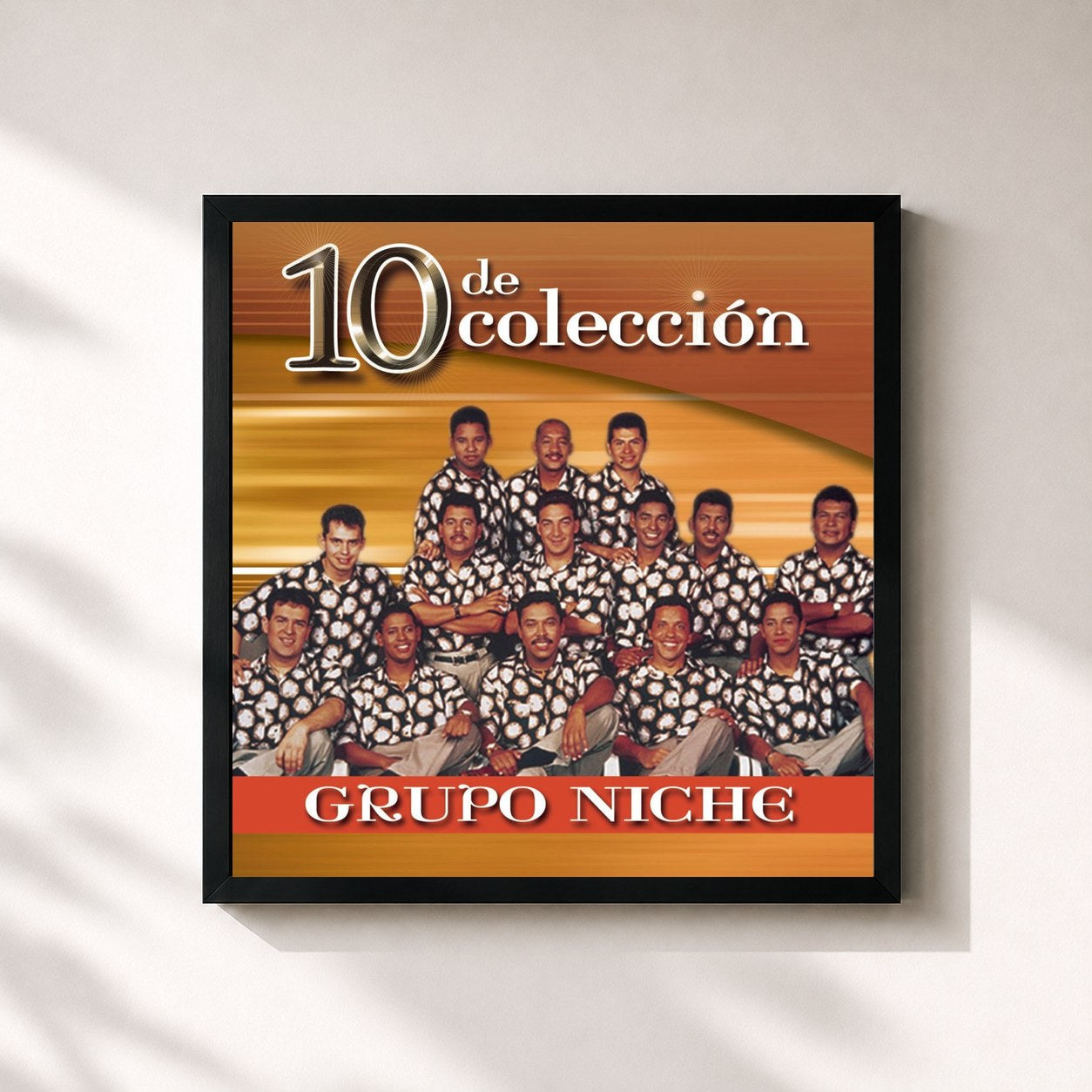 #noir Tableau carré de l'album 10 De Colección de Grupo Niche, cadre noir 32x32 cm
