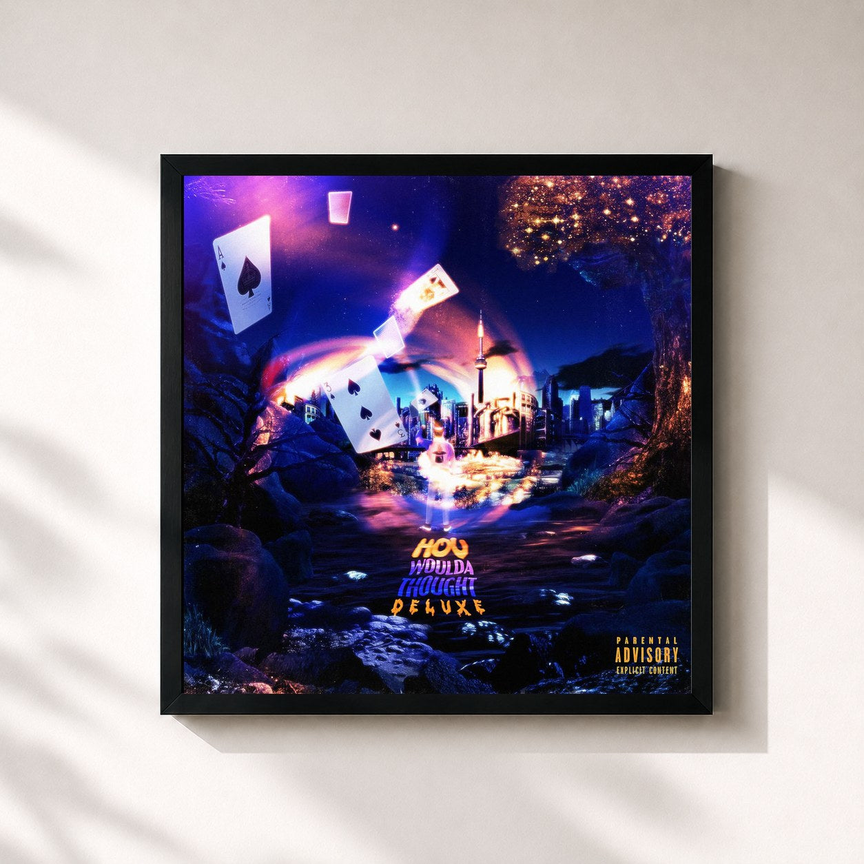#noir Tableau carré de l'album HOU WOULDA THOUGHT (DELUXE) de Houdini, cadre noir 32x32 cm