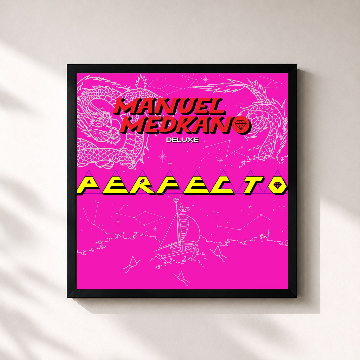 #noir Tableau carré de l'album PERFECTO (Deluxe Edition) de Manuel Medrano, cadre noir 32x32 cm