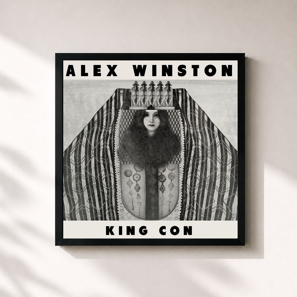 #noir Tableau carré de l'album King Con de Alex Winston, cadre noir 32x32 cm