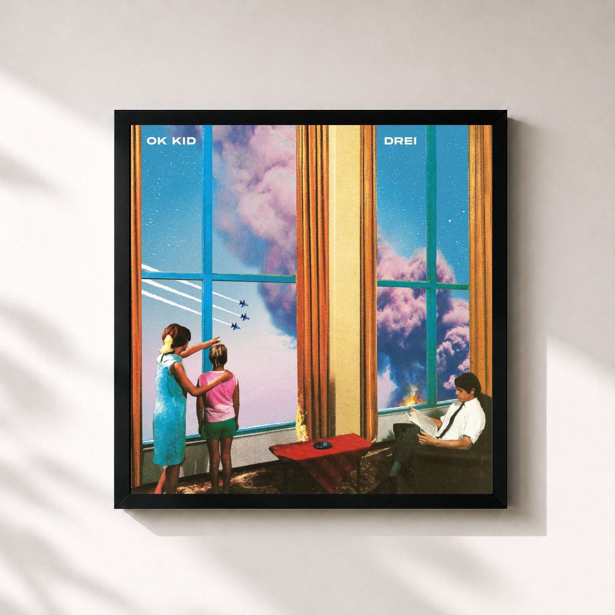 #noir Tableau carré de l'album DREI de OK KID, cadre noir 32x32 cm
