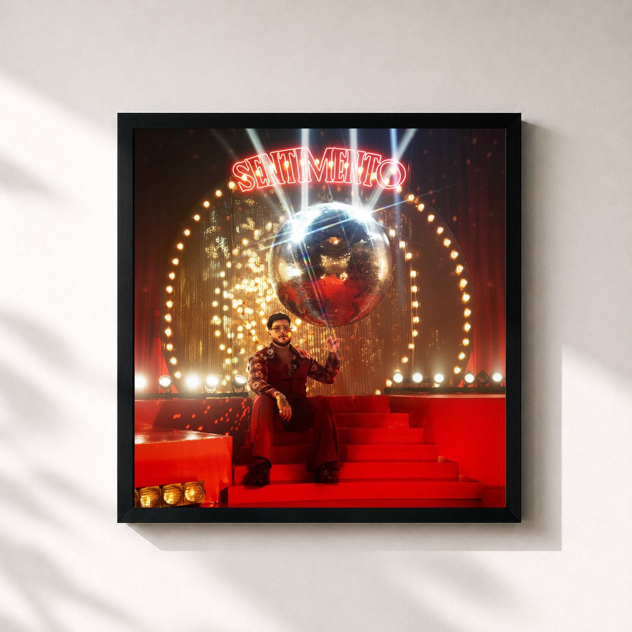 #noir Tableau carré de l'album Sentimento de Ferrugem, cadre noir 32x32 cm