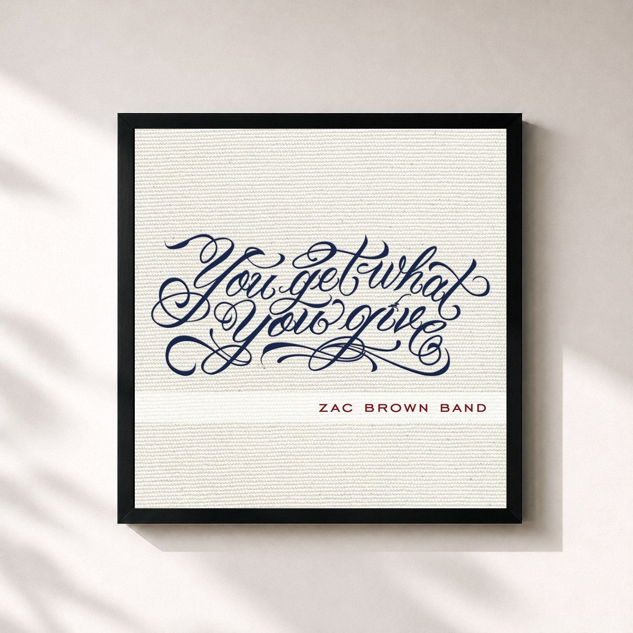 #noir Tableau carré de l'album You Get What You Give de Zac Brown Band, cadre noir 32x32 cm