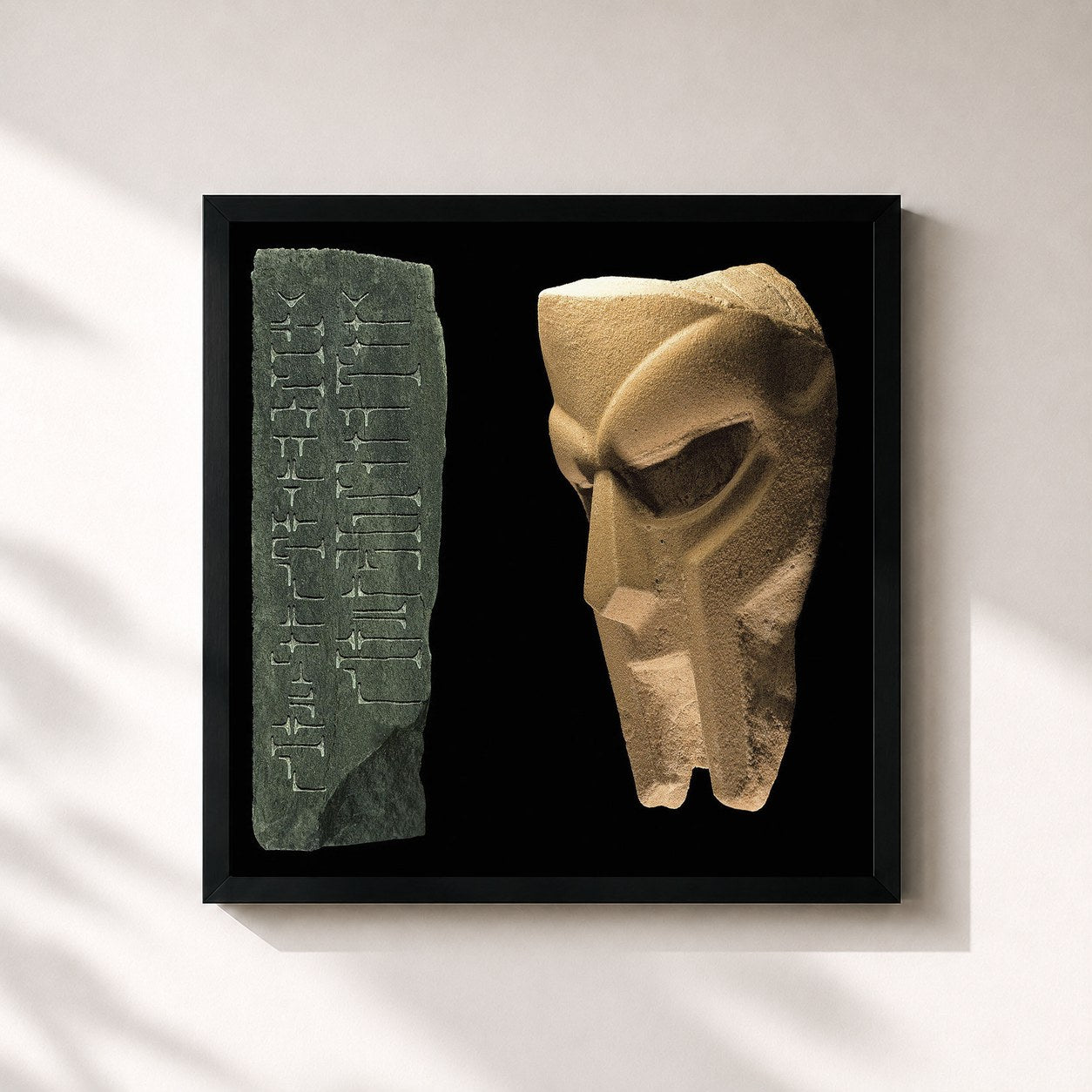 #noir Tableau carré de l'album BORN LIKE THIS de MF DOOM, cadre noir 32x32 cm
