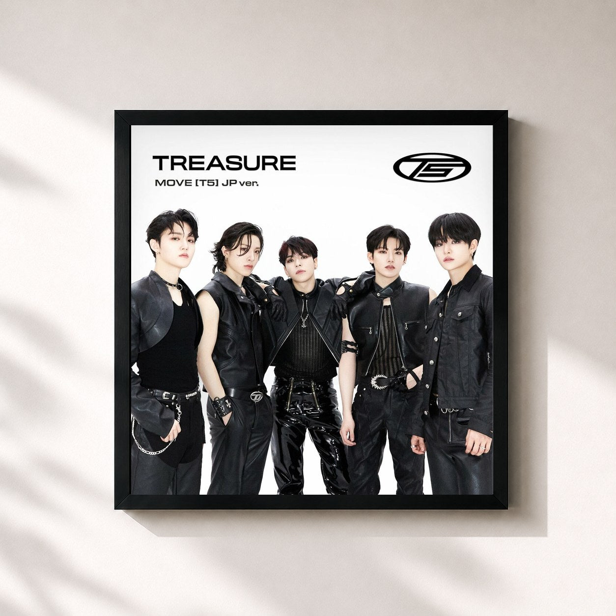 #noir Tableau carré de l'album MOVE (T5) -JP ver.- de TREASURE, cadre noir 32x32 cm