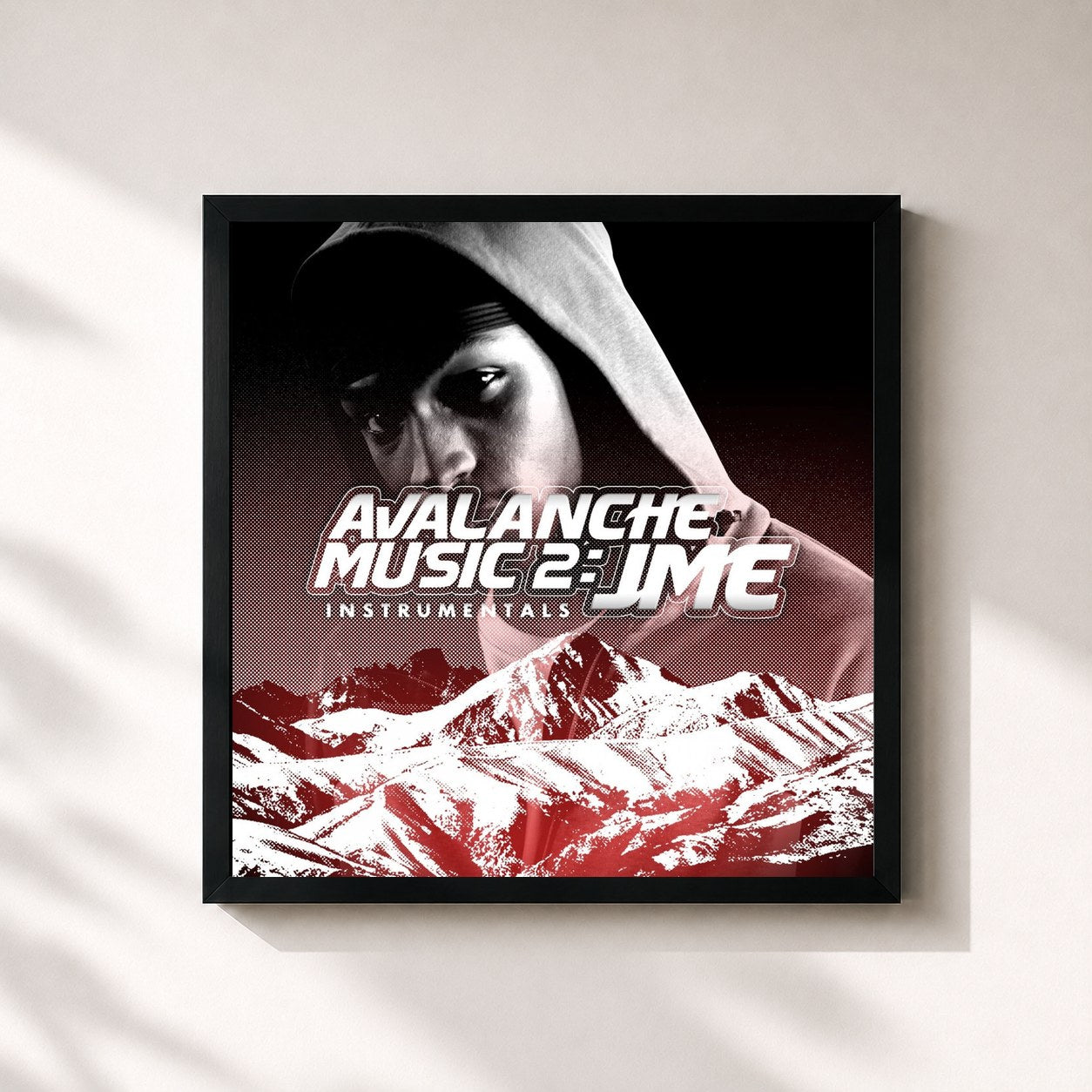 #noir Tableau carré de l'album Avalanche Music 2: JME de JME, cadre noir 32x32 cm