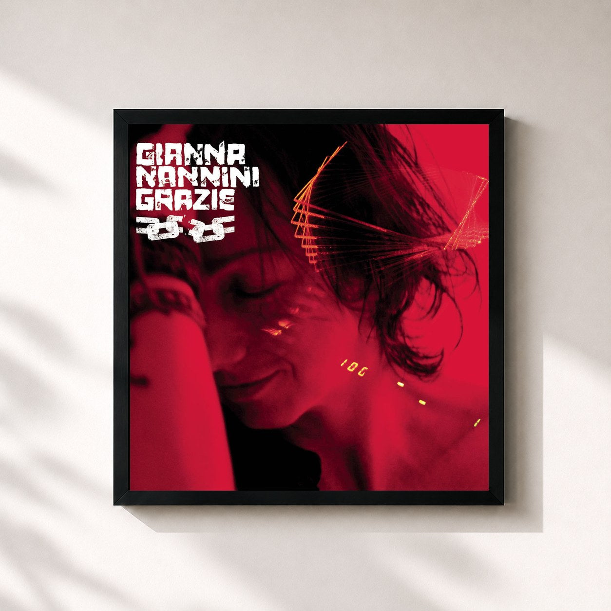 #noir Tableau carré de l'album Grazie de Gianna Nannini, cadre noir 32x32 cm