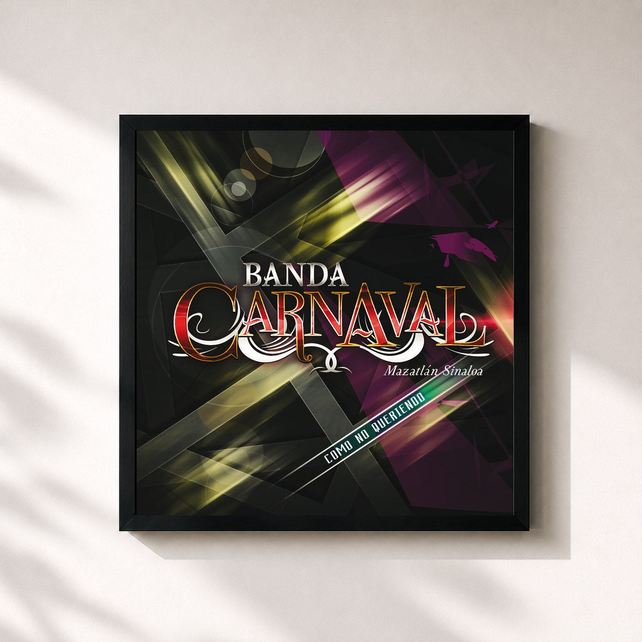#noir Tableau carré de l'album Como No Queriendo de Banda Carnaval, cadre noir 32x32 cm