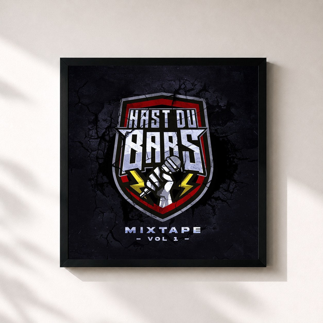 #noir Tableau carré de l'album Hast du Bars, Vol. 1 de Animus, cadre noir 32x32 cm