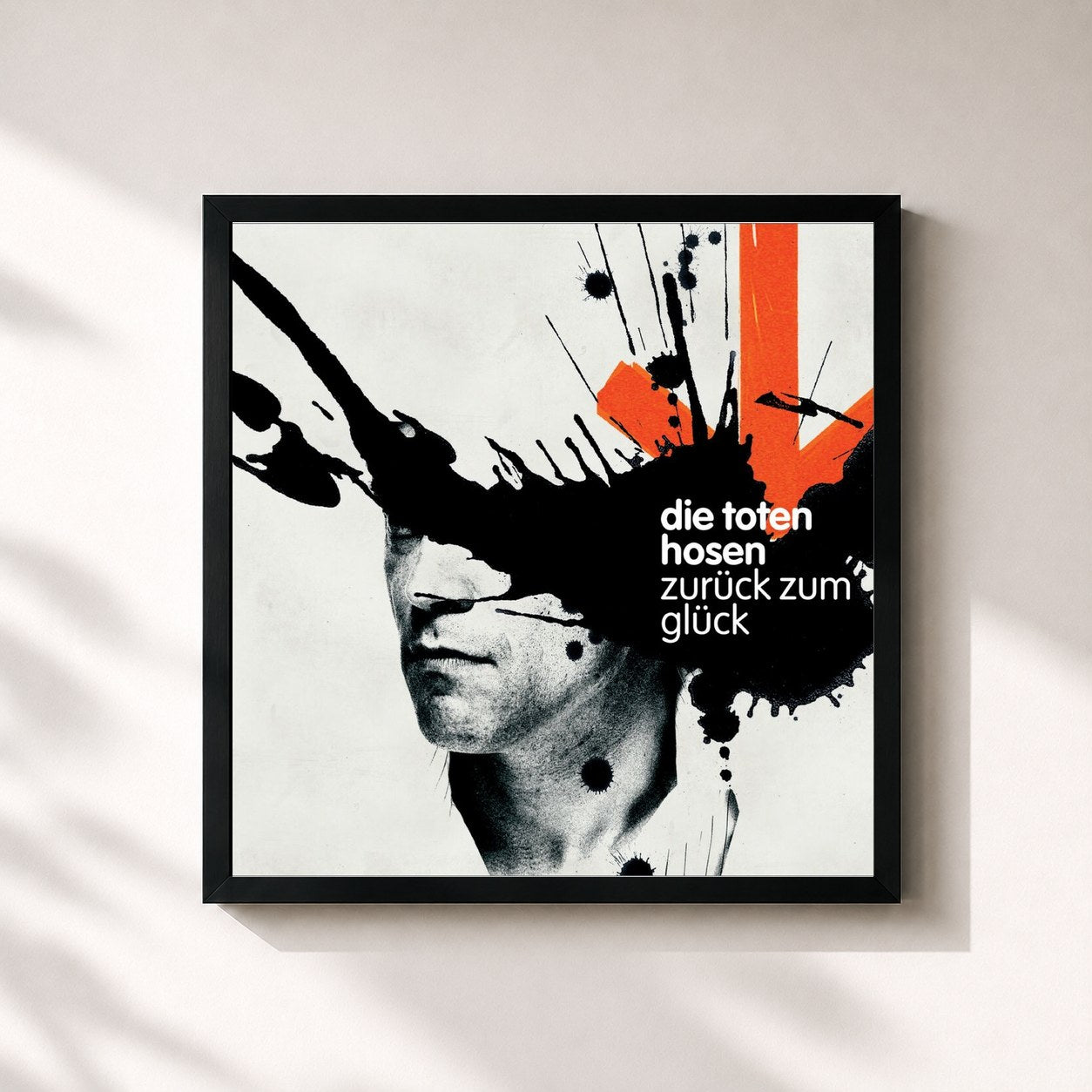 #noir Tableau carré de l'album Zurück zum Glück de Die Toten Hosen, cadre noir 32x32 cm
